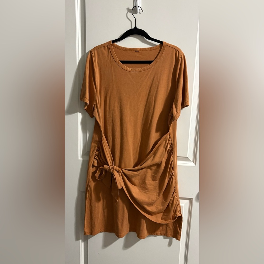 Chic burnt orange Dress with Side Knot - Picture 2 of 2